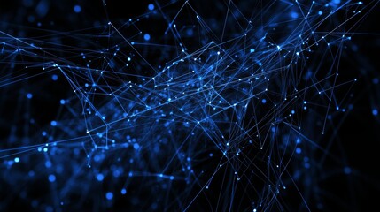AI uses computer intelligence. It's shown with blue lines and dots. This connects digital ideas, science, and networks.
