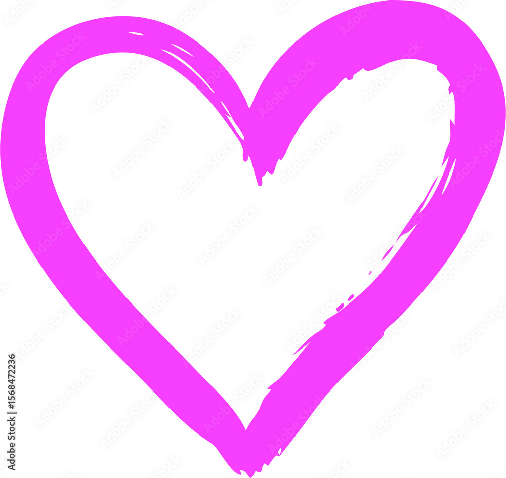 Poster vibrant pink heart outline on transparent canvas a bold and playful design element perfect for addin