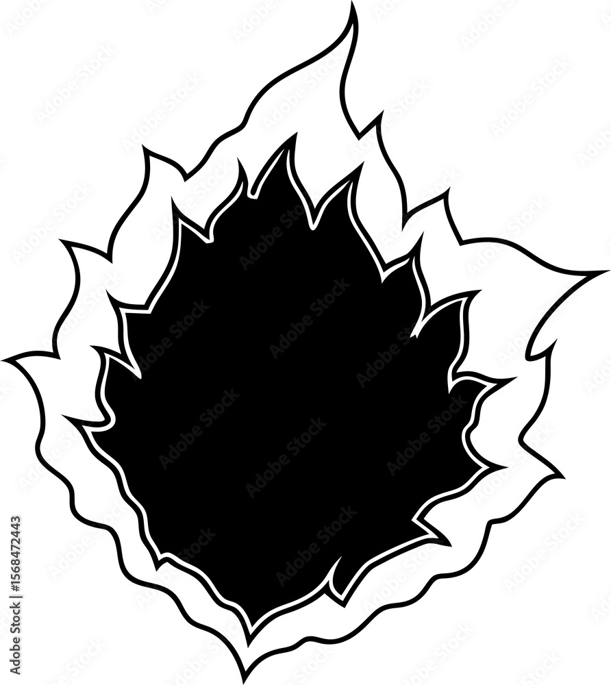 Aufkleber ripped paper effect with jagged edges and a dark void center, ideal for graphic design projects and 