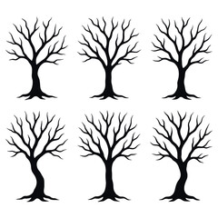 Bare Tree Silhouettes for Autumn and Winter Nature Design