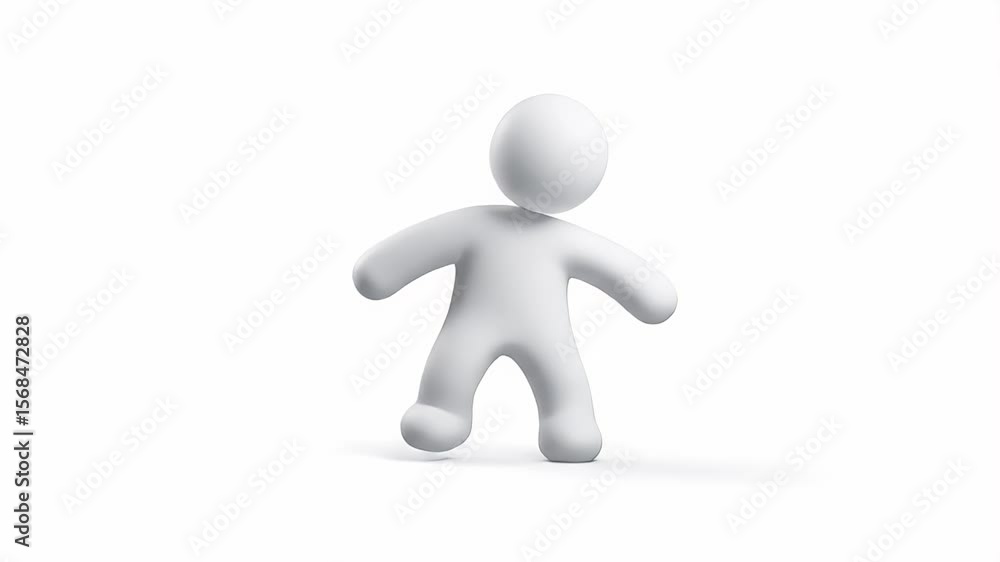 Poster animated white figure walking on white background - simple character animation