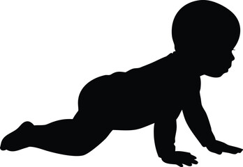 baby crawling silhouette vector icon
