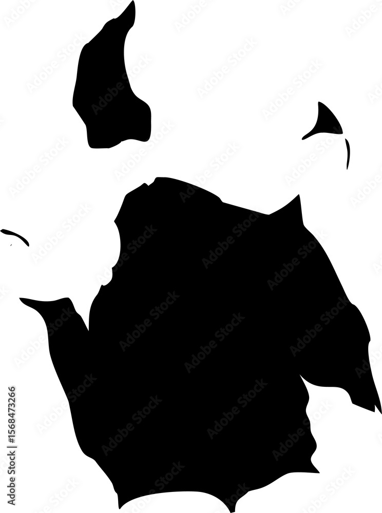 Poster abstract silhouette: a dark, fragmented shape against a transparent background, evoking mystery and 