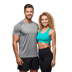 Fit Couple Posing Together, Isolated on a Transparent Background PNG Perfect for Fitness Websites and Marketing Materials