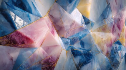 Abstract polygonal mosaic background in blue and pink