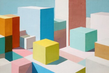 Abstract arrangement of colorful cubes