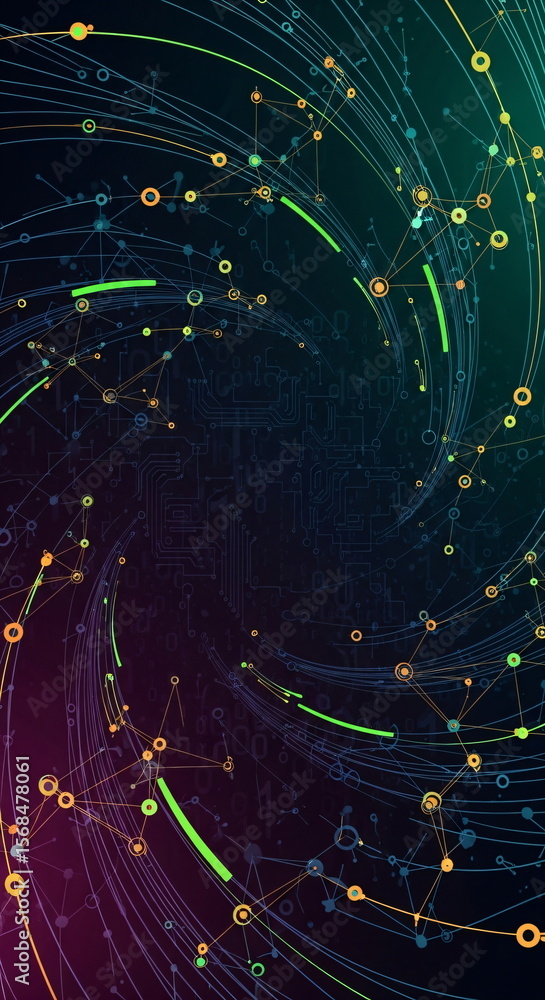 Poster abstract network with connected dots and lines. artificial intelligence and big data concept. commun