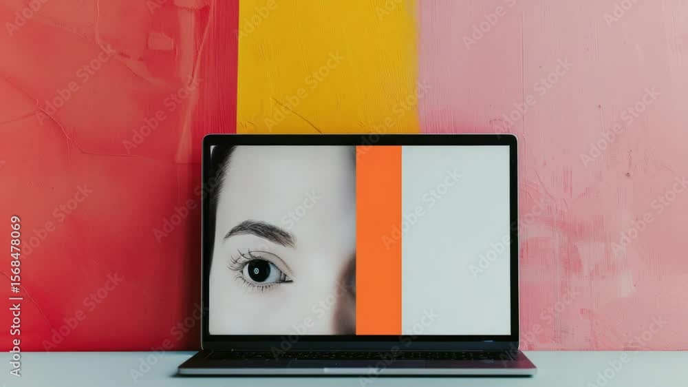Poster A laptop computer sits on a table with a flat surface, possibly used for work or study