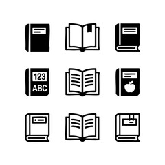 Minimalist Schoolbook Icon Silhouette Open Book with Transparent Background textbook