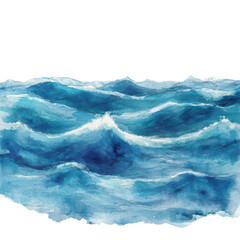 . Ocean watercolor illustration isolated on transparent. subject