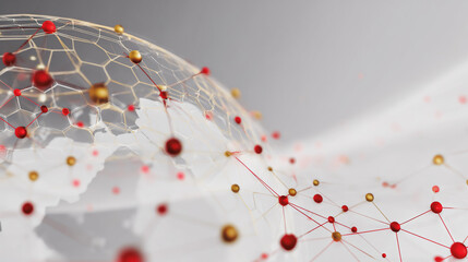 Abstract technology white background. Earth network with glowing nodes and net lines business connection of lines from nodes It is connected to endless nodes and represents the innovation of communica