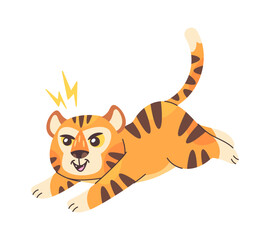 Angry tiger character running fast
