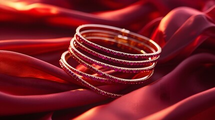 Ruby Bracelet Stack: Fiery Layers on Silk