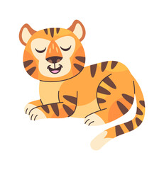 Happy tiger animal hand drawn