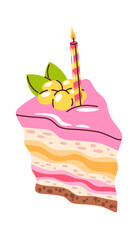 Fruity birthday cake slice cartoon