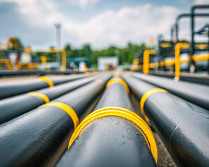 Oil and gas pipelines at an industrial facility