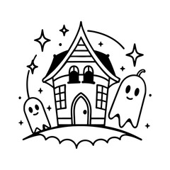 Castle on a hill at night fantasy medieval tower palace illustration vector design