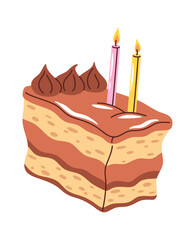 Chocolate brownie birthday cake cartoon