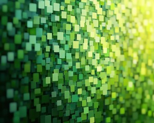Abstract pattern of green and yellow three-dimensional cubes