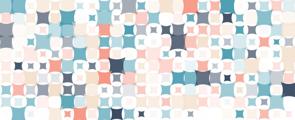Abstract geometric pattern design background vector. Wallpaper design with circle, semi circle, square shape. Modern and trendy illustration perfect for decor, cover, print.