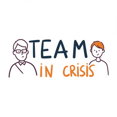 Team of two men illustrating crisis situation with concern expressions  