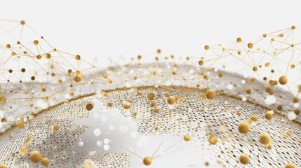 Abstract technology white background. Earth network with glowing nodes and net lines business connection of lines from nodes It is connected to endless nodes and represents the innovation of communica