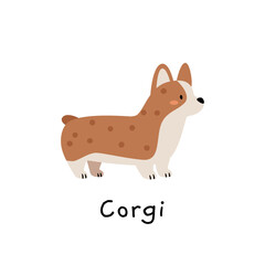 Adorable cartoon corgi in minimalist style. Great for children's designs, pet-themed prints, nursery decor, and educational materials.