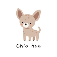 Adorable chihuahua illustration in Scandinavian style. Perfect for nursery prints, kids' posters, pet-themed art, or baby decor featuring small cute dogs.