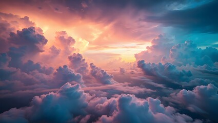 Beautiful clouds aerial view sunset sky background scenic heaven cloudscape nature photography