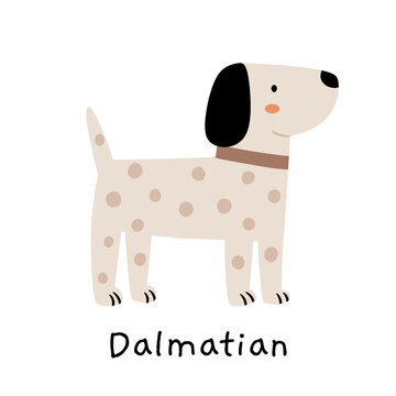 Fototapeta Cute Dalmatian illustration in a minimalist Scandinavian style. Perfect for nursery wall art, kids' room decor, or baby printables featuring adorable dog-themed artwork.