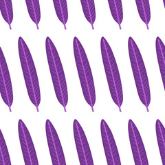 Seamless vector pattern with stylized purple leaves. Hand drawn botanical motif in flat modern style. Perfect for textile design, packaging, wallpaper. Isolated, editable, repeatable tile.