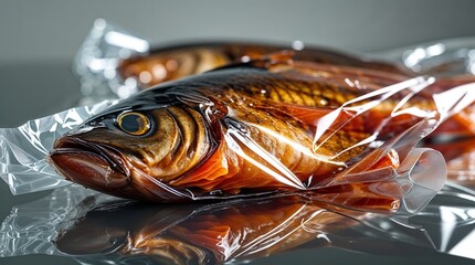 Freshly smoked fish packaged for sale at a market highlighting culinary craftsmanship