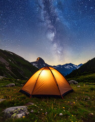 camping in the mountains