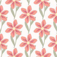 Fototapeta premium Seamless pattern of hand drawn wild doodle flowers on isolated background. Design for Mother’s Day, springtime and summertime celebration, scrap booking, wedding invitation, textile, home decor.