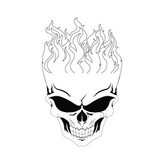 Skull with flames, burning skull, fire skull Vector