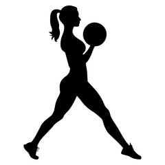 Strength training silhouette weightlifting pose vector for fitness motivation gym branding and female empowerment content