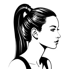 High ponytail silhouette fierce pose vector for dancewear branding competitive sports and energetic marketing visuals
