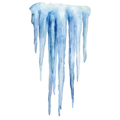 . Icicles watercolor illustration isolated on transparent. subject