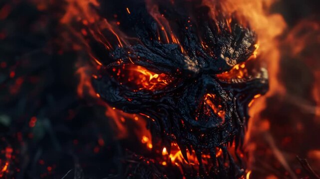 A fiery ember with a skull motif, perfect for Halloween or dark-themed designs