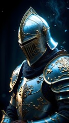 Knight in shining armor portrait fantasy art medieval warrior helmet and breastplate