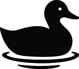 Silhouette duck on water black and white vector illustration