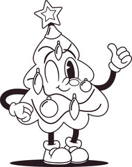 Retro style black-and-white Christmas tree