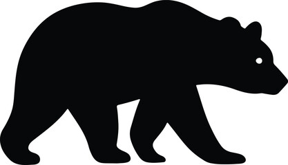 Silhouette grizzly bear walking on white background vector illustration