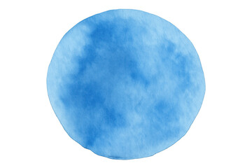 Hand-painted light blue watercolor circle isolated on transparent background, perfect for adding a touch of color to designs