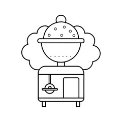 Cotton Candy Machine Line Art Vector Icon
