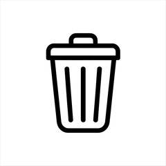 Simple black outline icon of a trash can on a white background