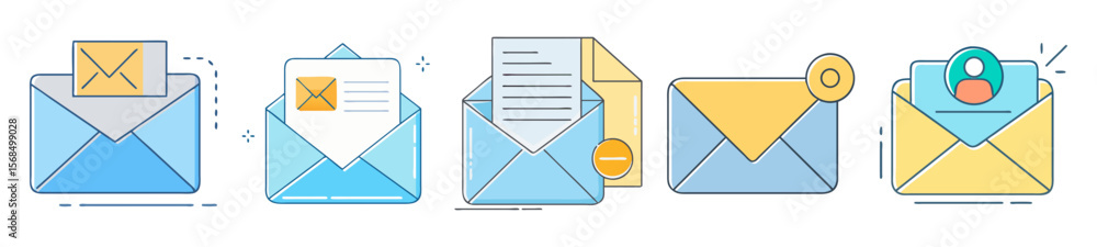 Aufkleber diverse email illustrations representing various messaging and notification concepts online