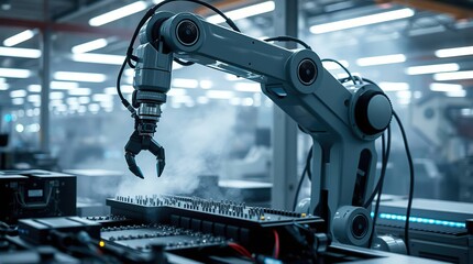 Robotic arm assembling electronics