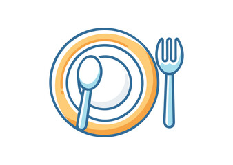 Plate fork and spoon Vector Illustration