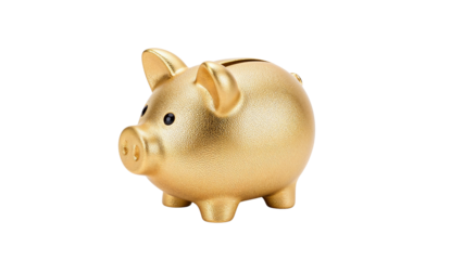 golden piggy bank on transparent background png